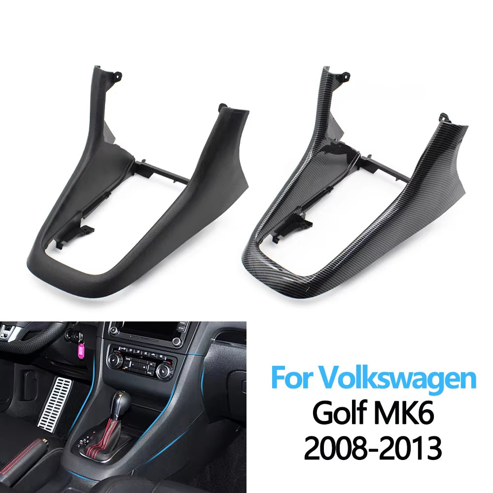Black Carbon Fiber Car Center Console Gear Shift Knob Frame For Volkswagen VW Golf MK6 2008 2009 2010 2011 2012 2013 5K0863680
