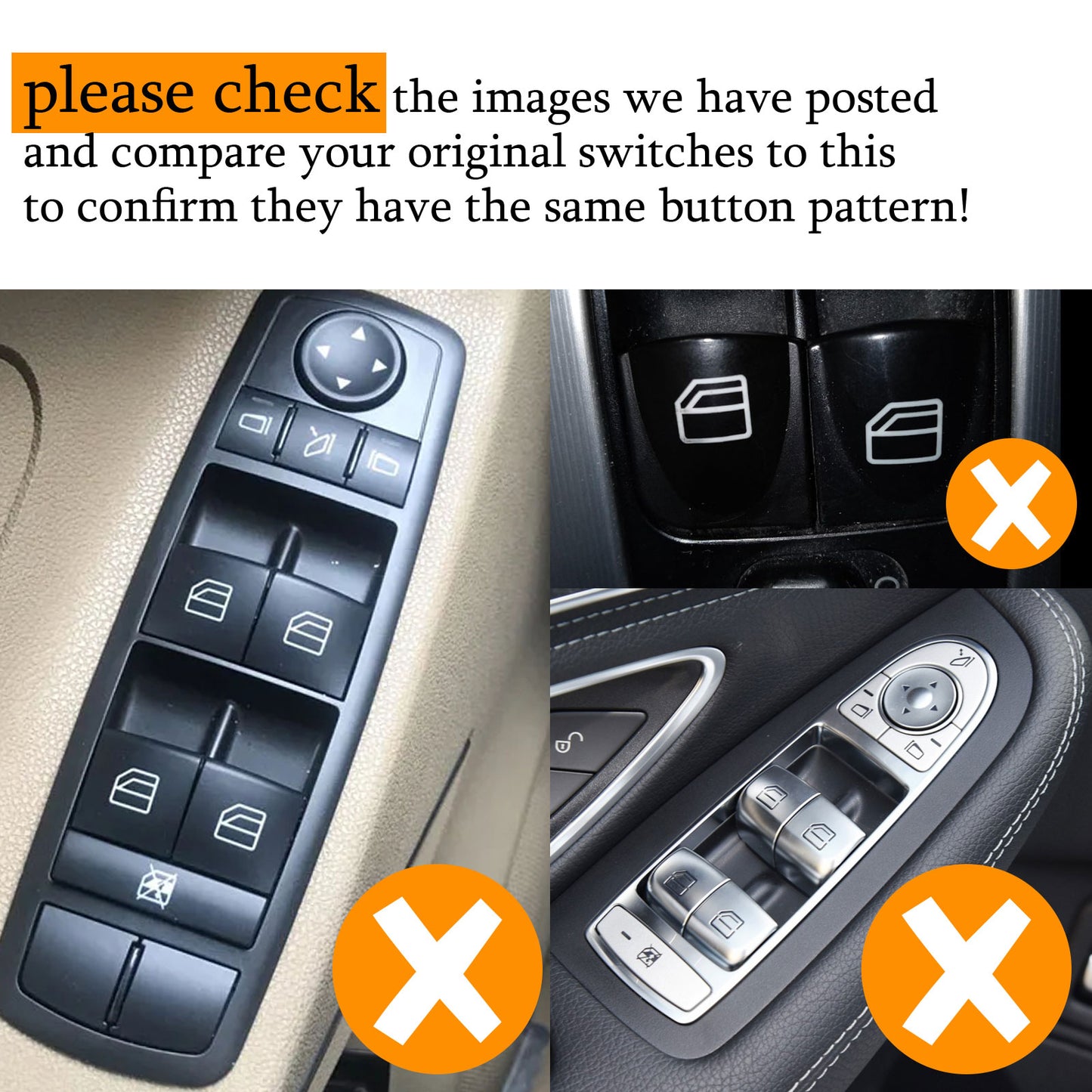 Benz C E GLK ML/GL A B CLA GL GLA GLE GLS Window Button Cover