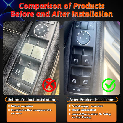 Inner Door Power Window Switch Button Covers Trim Sticker Replacement Compatible with Mercedes Benz A B C E G GLA CLA GLK GL ML GLE Class W204 W212 W246 W166 X166 X204 Tesla Modle X S 14 PCS