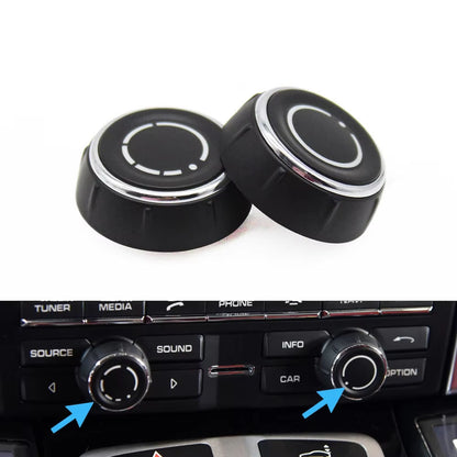 Car Center Console Audio Volume Knob Cover CD Control Switch Button For Porsche Cayenne Panamera Macan Boxster 911 718 970