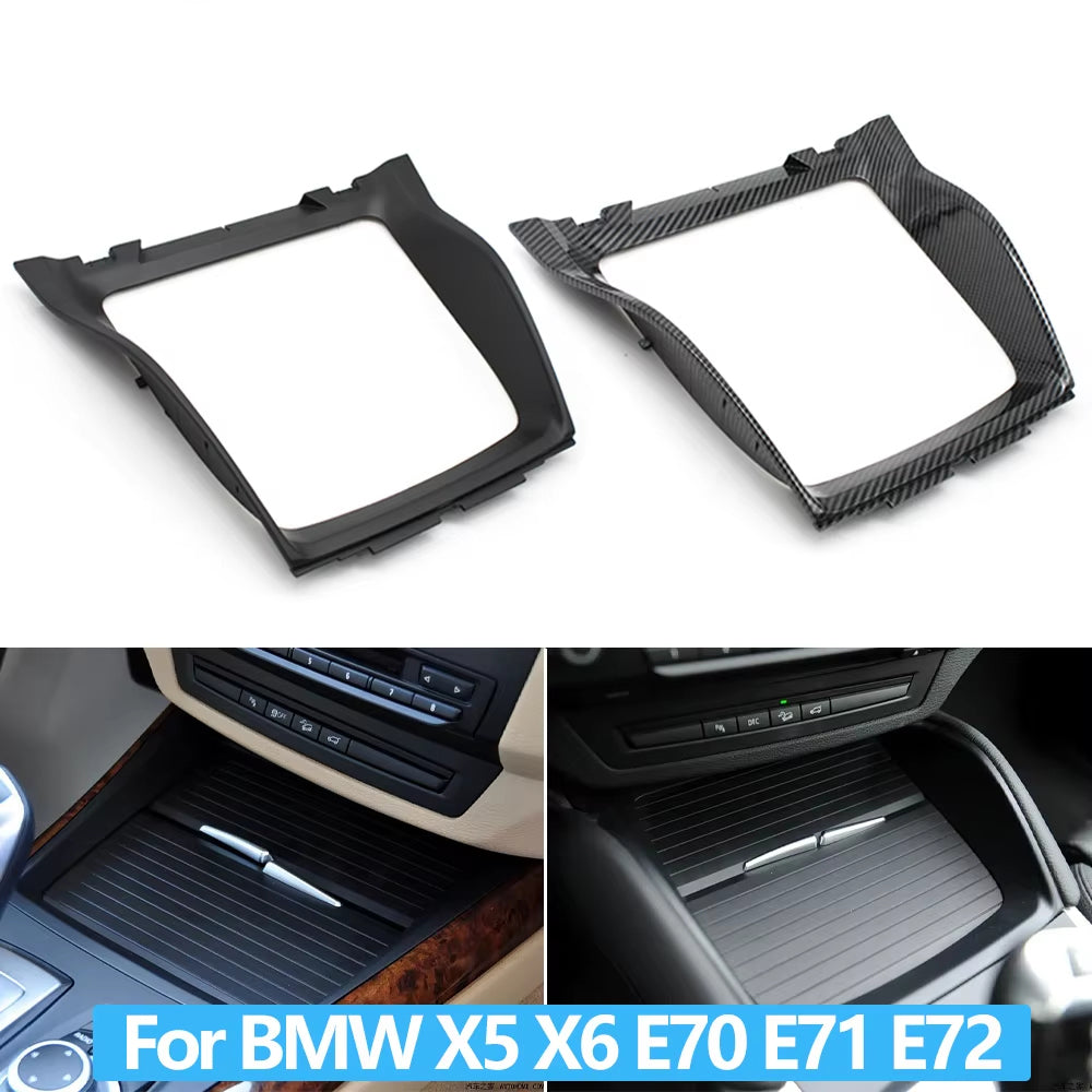 Car Front Center Console Panel Bezel Water Cup Holder Decorative Trim Cover For BMW X5 X6 E70 E71 E72 51166956756 51169129401