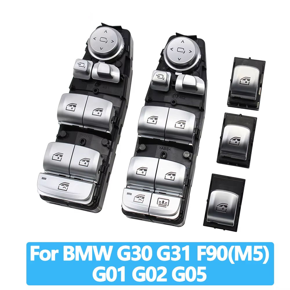 LHD RHD Electrical Power Chrome Window Lifting Switch Control Regulator Button For BMW X3 X4 X5 5 6 Series G30 G31 G01 G02