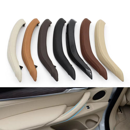 Car Interior Passenger Doors Pull Handle Outer Leather Cover Replacement For BMW X5 X6 F15 F16 2014-2018