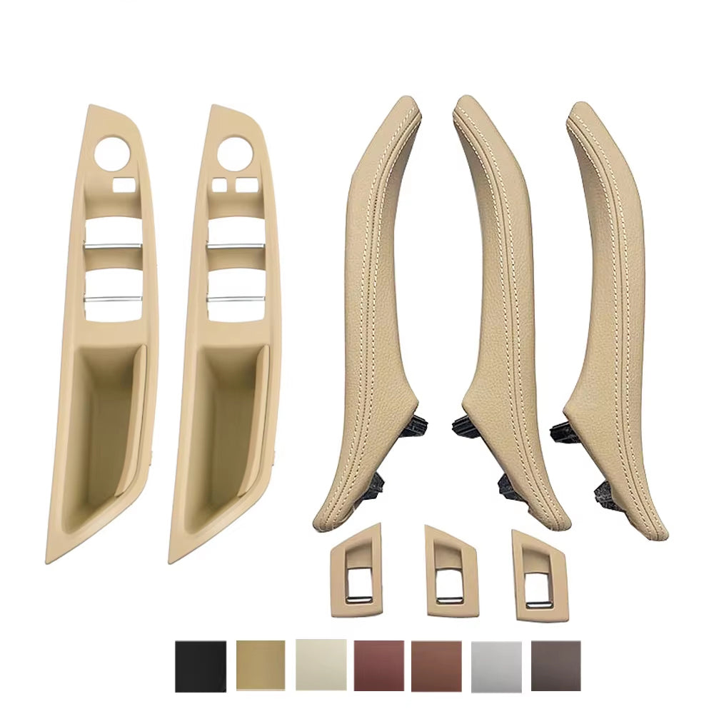 LHD 7pcs Interior Door Armrest Panel Pull Handle With Leather Outer Cover for BMW 5 Series F10 F11 F18 520 523 525 528 530 535