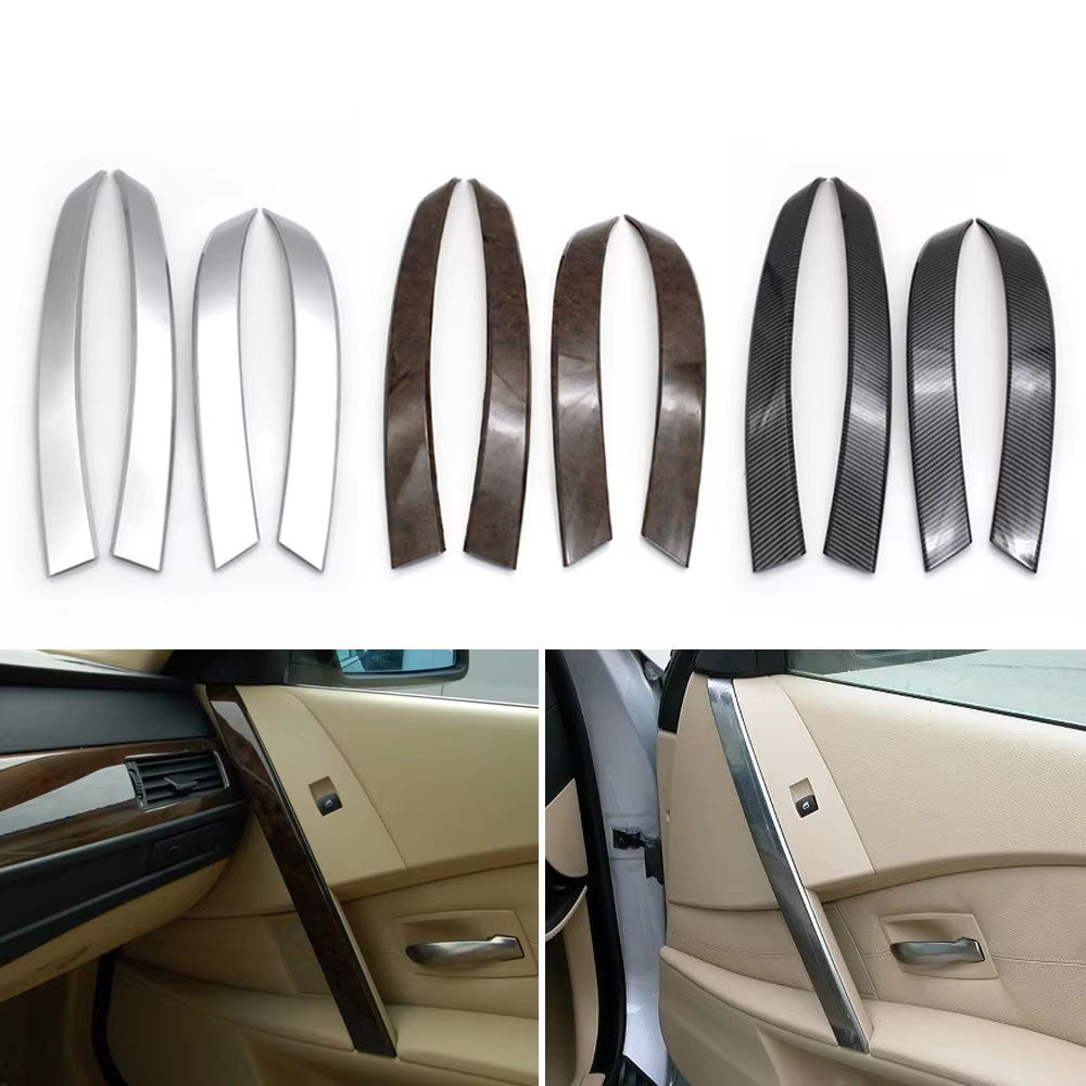2/4PCS Car Interior Front Rear Door Left Right Grip Handle Trim Cover For BMW 5 Series M5 E60 E61 2004 2005 2006