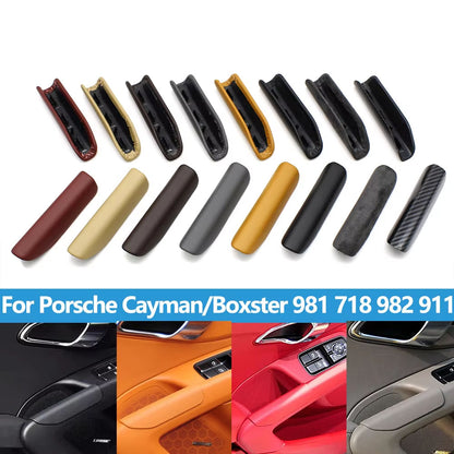Left Right Interior Door Pull Handle Leather Outer Cover Trim For Porsche Cayman/Boxster 981 718 982 911 991