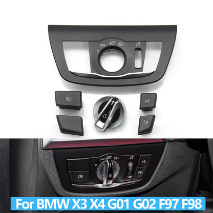 Car Front HeadLamp Rotary Foglight Button Headlight Switch Cover Panel For BMW X3 X4 G01 G02 X3M X4M F97 F98