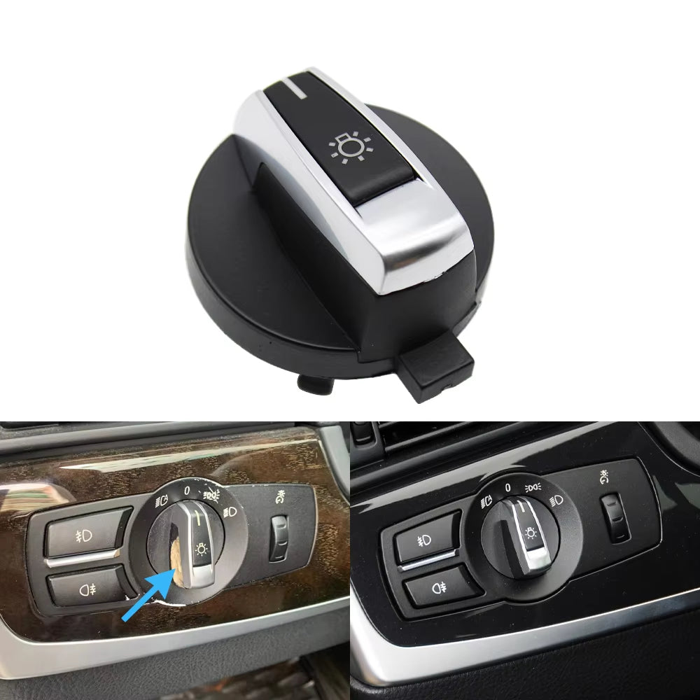 Black Headlight Lamp Switch Rotary Knob Button Cap For BMW 5 5GT 6 7 X3 X4 Series F10 F11 F07 F06 F01 F25 F26 61316803965