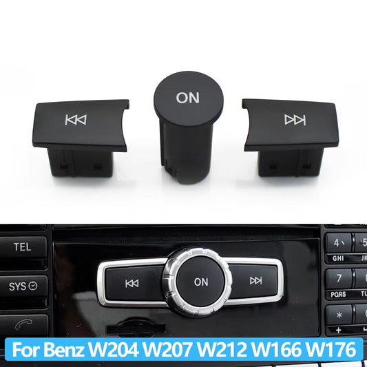 3PCS Car Front Dashboard Radio CD Player Button Knob Cover Switch Cap For Benz A C E GLK ML GL CLS W176 W246 W156 W204 W166 W218