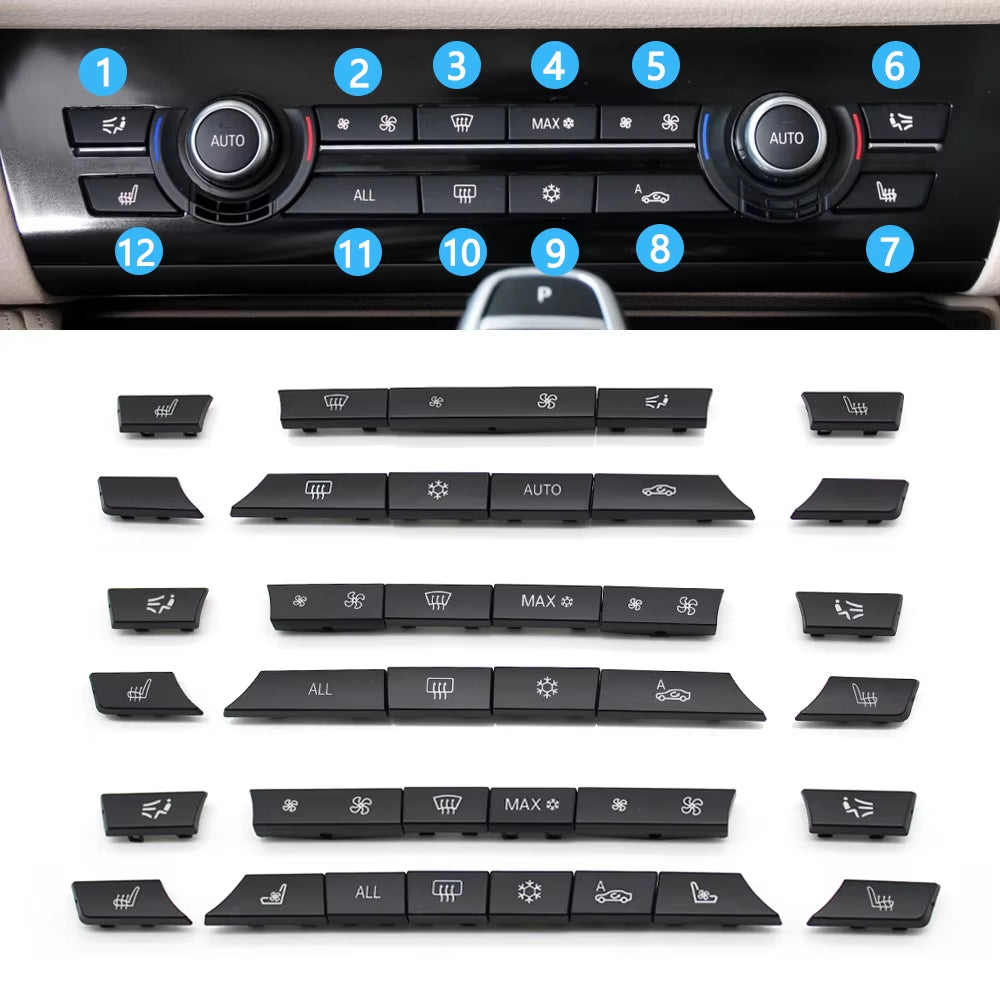 11/12/14pcs Dashboard Air Conditioner AC Button Heater Switch Cover For BMW 5 6 7 Series X5 X6 F10 F18 F06 F12 F01 F02 F15 F16