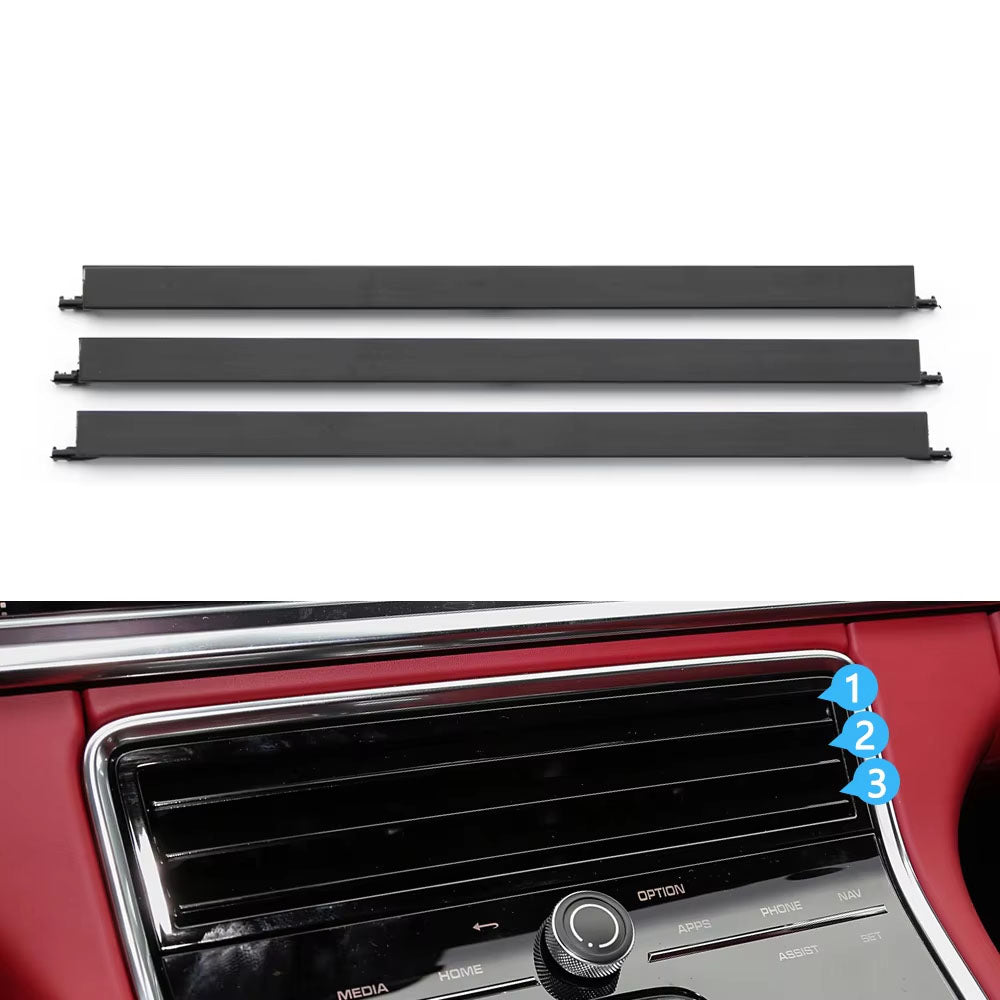3/4PCS Car Dashboard Gloss Black Middle Rear AC Vent Adjustment Paddle Air Vent Repair Strip For Porsche Panamera 971 2017-2022