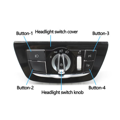 6PCS Set Car HeadLamp Rotary Foglight Button Headlight Switch Cover Panel For BMW 5 6GT Series G30 G31 M5 F90 G32 2017-2022