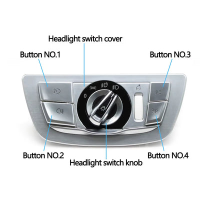 Car Front Dash HeadLamp Rotary Foglight Button Headlight Switch Cover Panel For BMW 7 Series G11 G12 2016-2022