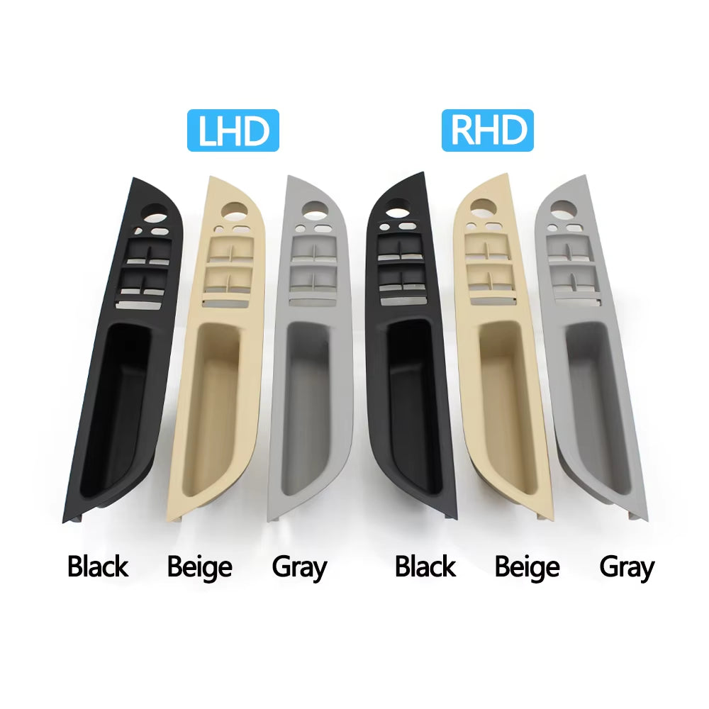 LHD RHD Car Interior Handle Inner Door Armrest Panel Pull Trim Window Switch Cover For BMW 5 Series E60 E61 2006-2010