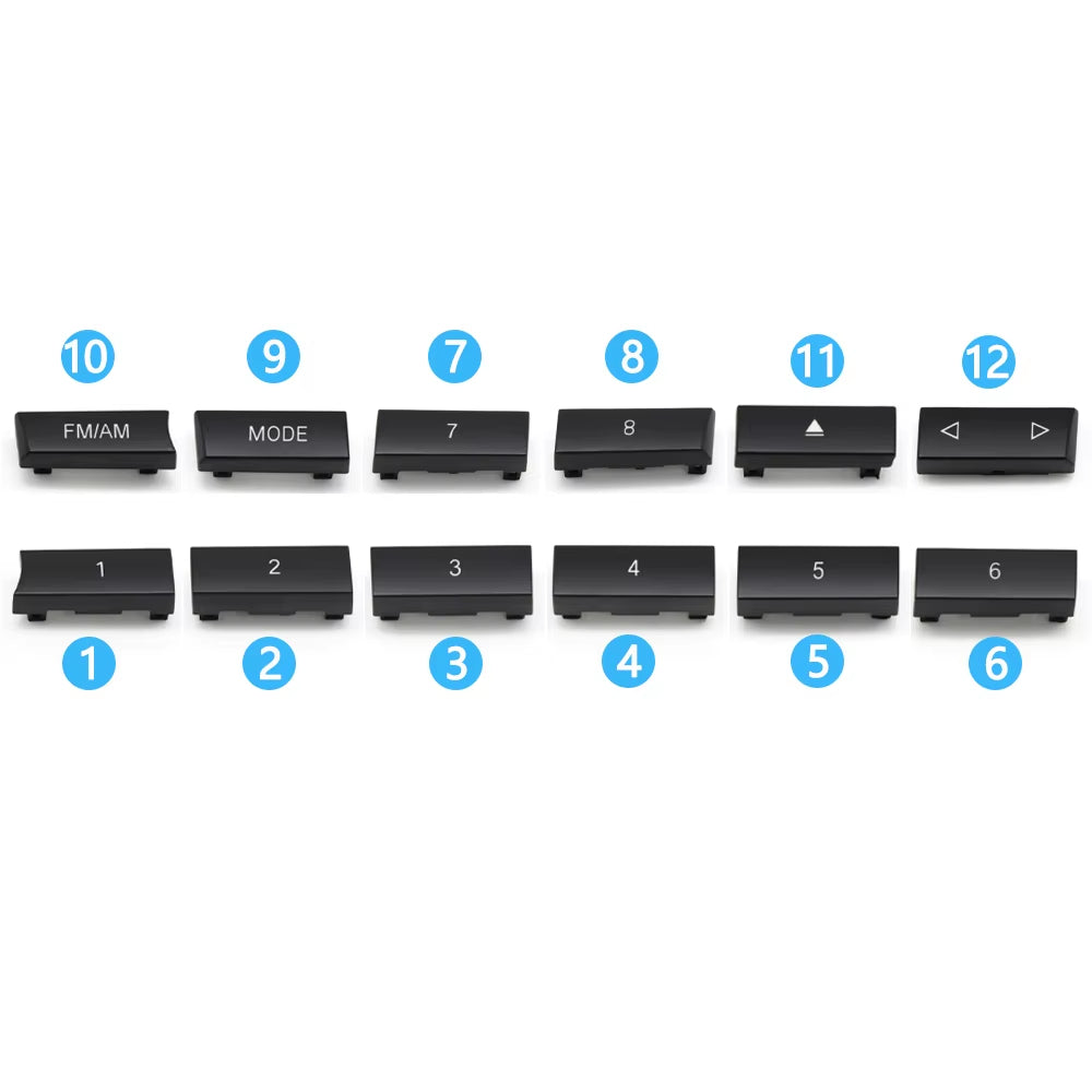 12PCS Car Center Console CD Digital MODE FM/AM Button Cover Trim For BMW 5 6 7 5GT Series F10 F11 F06 F12 F13 F07 F01 F02 F04