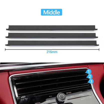 3/4PCS Car Dashboard Gloss Black Middle Rear AC Vent Adjustment Paddle Air Vent Repair Strip For Porsche Panamera 971 2017-2022
