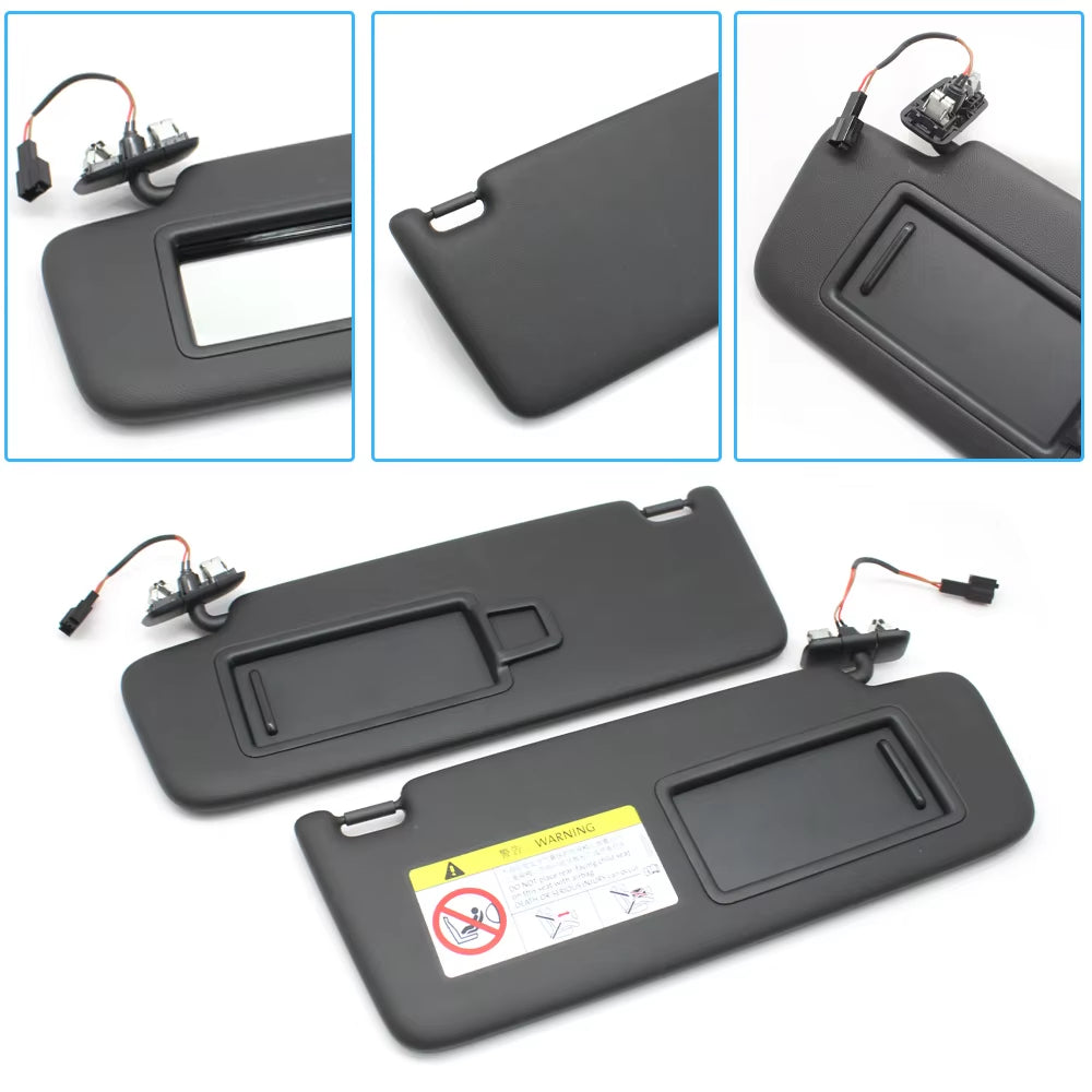 LHD Black Car Left Right Sun Shade Visor Panel Makeup Cosmetic Mirror Cover For Porsche Macan 2014-2024 95B857551 95B857552
