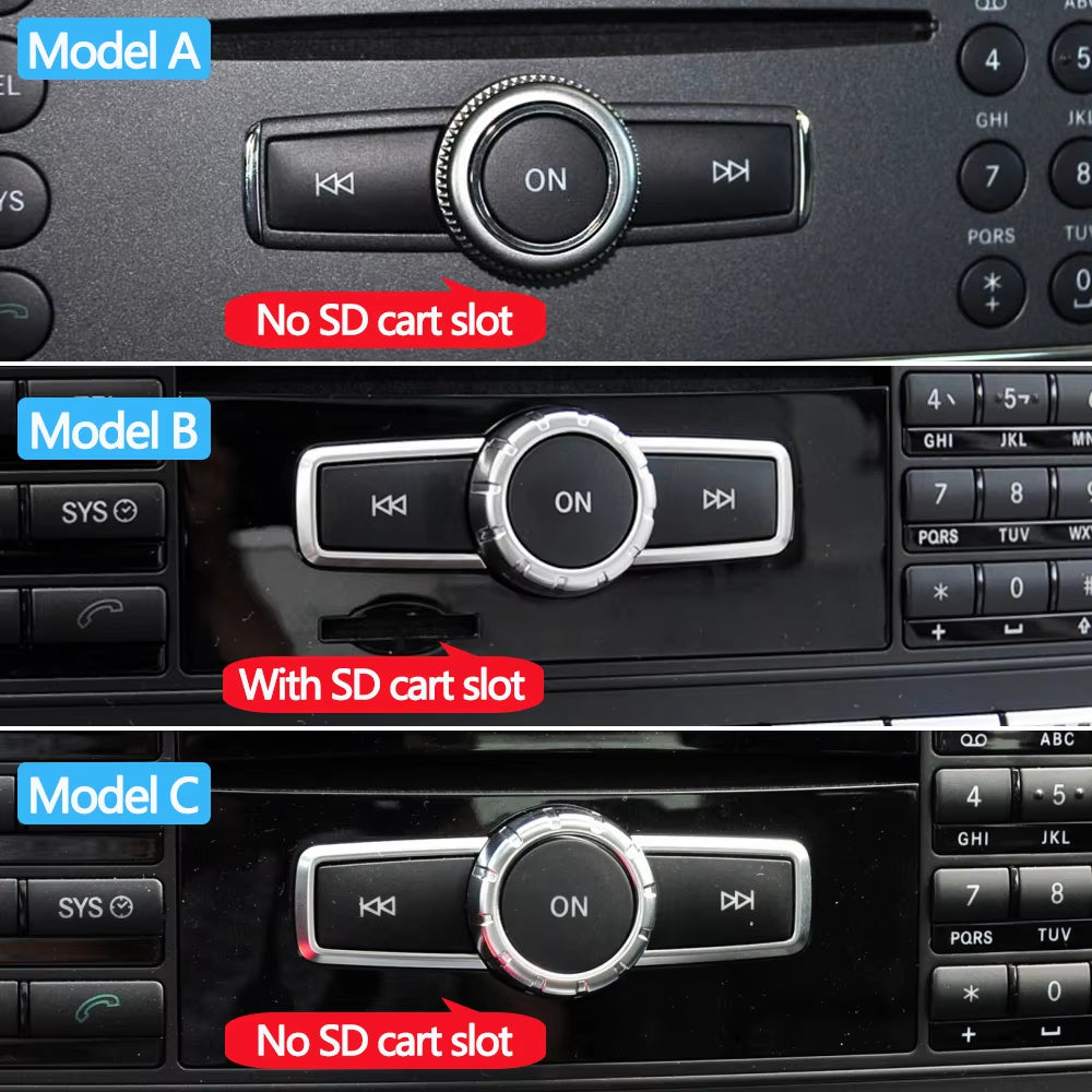 3PCS Car Console Radio CD Player Buttons ON Switch Cap Knob Cover For Benz A C E GLK GLA ML GL CLS W176 W246 W156 W204 W166 W218