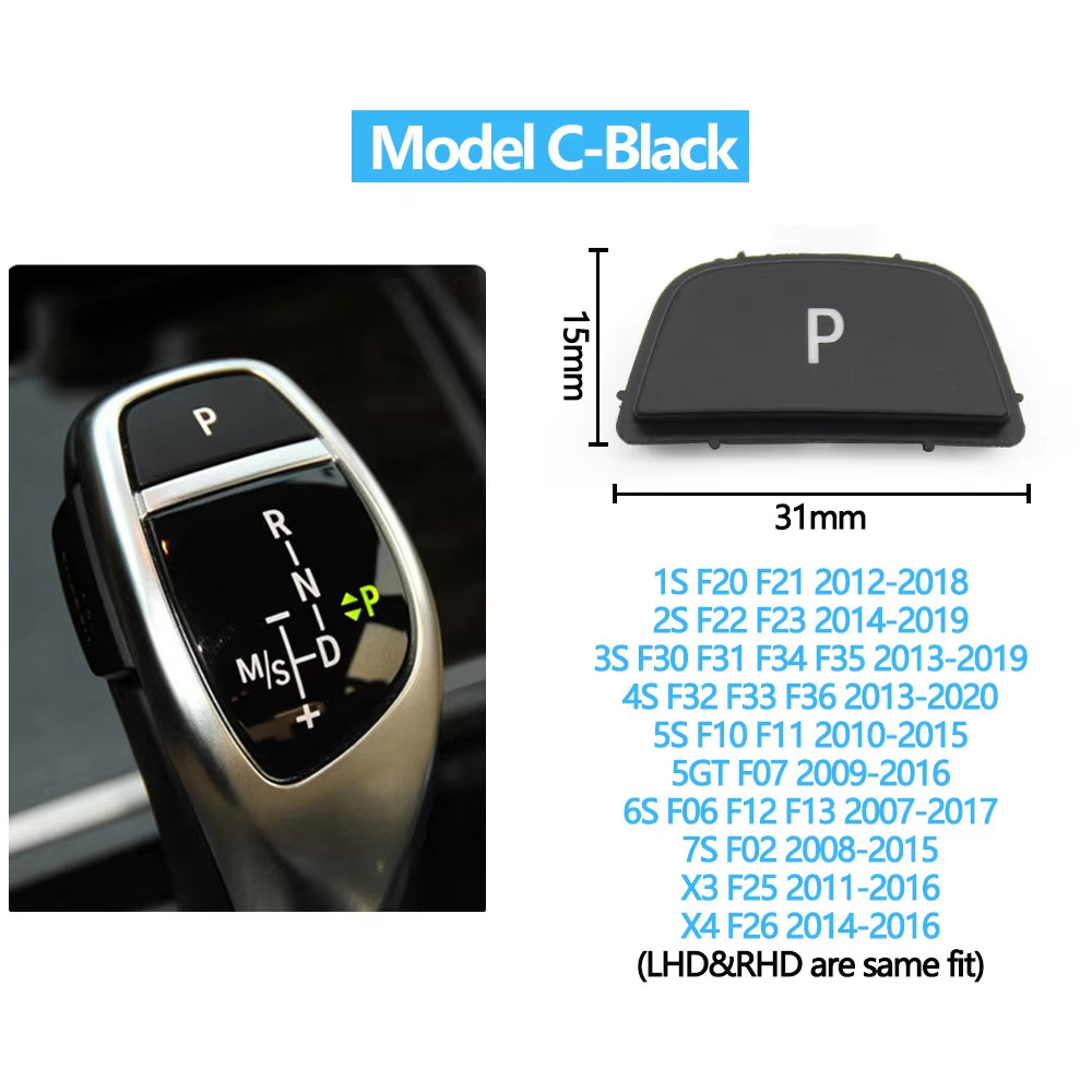 Car Gear Lever Auto Parking Button Cap For BMW 1 2 3 4 5 7 X3 X4 X5 X6 E60 F20 F21 F30 F34 F36 F10 F11 F01 F02 F07 F25 F26 F15
