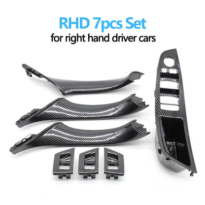 LHD RHD Interior Door Carbon Fiber Pull Handle Window Switch Panel Set for BMW 5 Series F10 F11 F18 520i 523i 525i 528i 535i