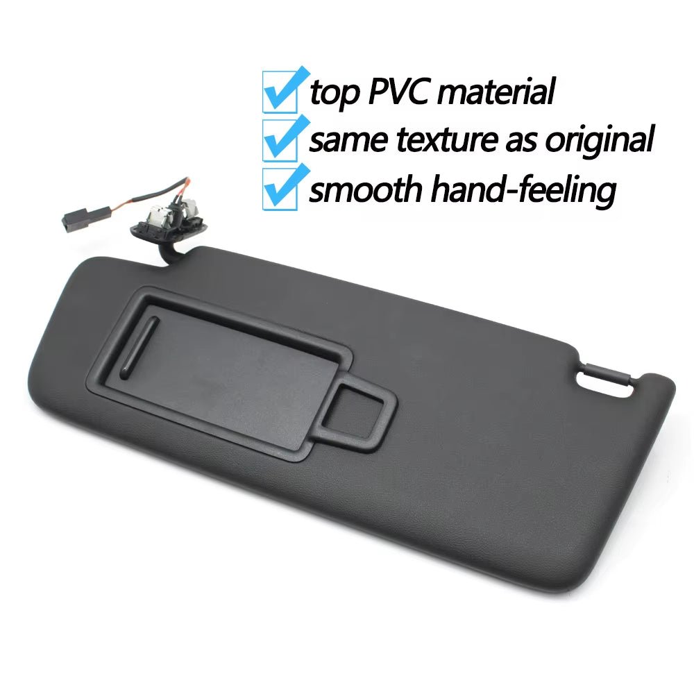 LHD Black Car Left Right Sun Shade Visor Panel Makeup Cosmetic Mirror Cover For Porsche Macan 2014-2024 95B857551 95B857552
