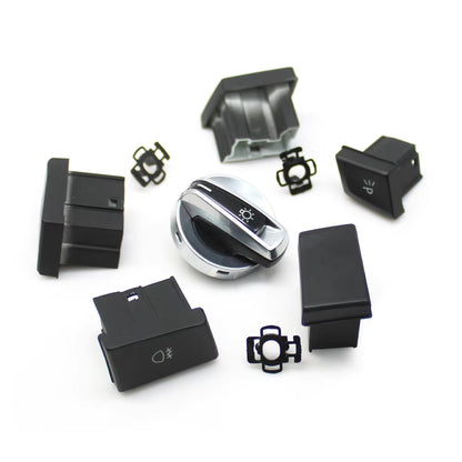 6PCS Set Car HeadLamp Rotary Foglight Button Headlight Switch Cover Panel For BMW 5 6GT Series G30 G31 M5 F90 G32 2017-2022