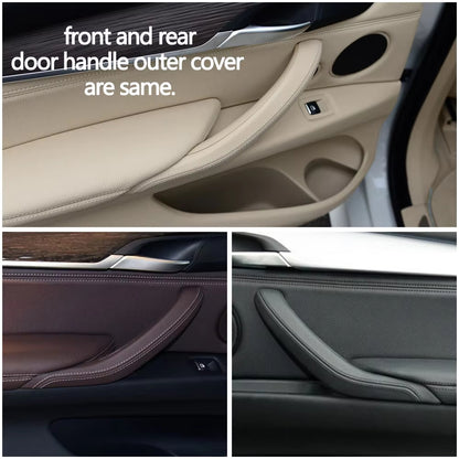 Car Interior Passenger Doors Pull Handle Outer Leather Cover Replacement For BMW X5 X6 F15 F16 2014-2018