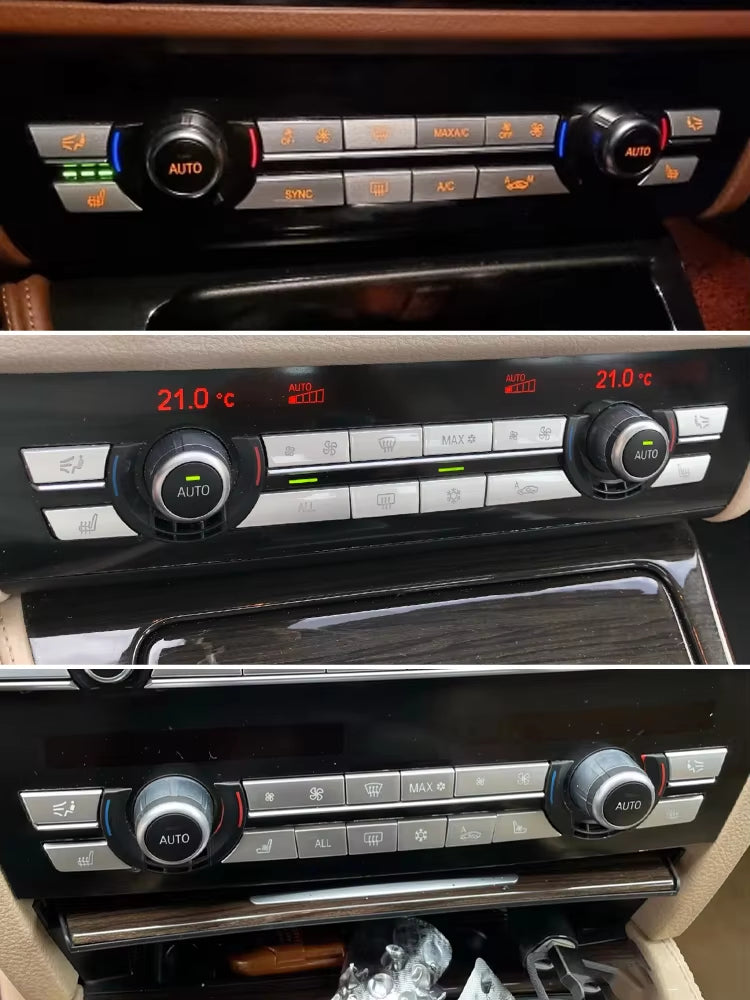Silver Black Console Dashboard Air Condition AC Control Switch Button Cover For BMW 5 6 7 Series F10 F18 F06 F12 F01 F02 520 523