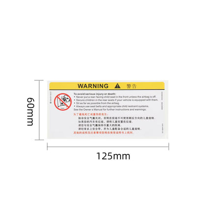 For Car Sun Visor Makeup Mirror Sticker Airbag Sticker Safety Warning Sticker Warning Board Sticker English Chinese Version