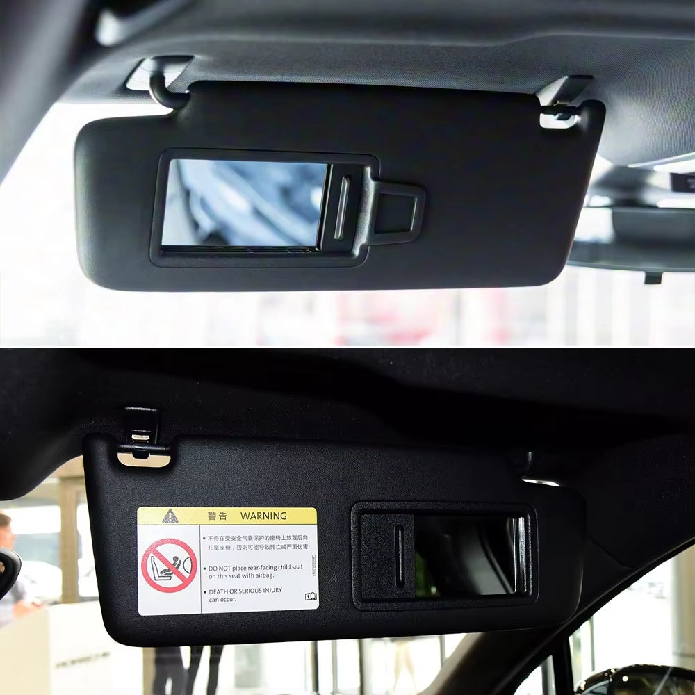 LHD Black Car Left Right Sun Shade Visor Panel Makeup Cosmetic Mirror Cover For Porsche Macan 2014-2024 95B857551 95B857552