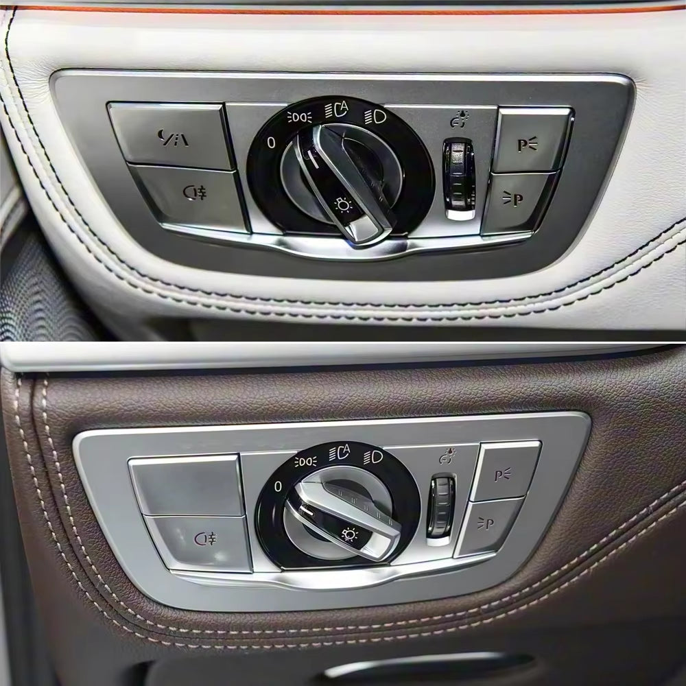 Car Front Dash HeadLamp Rotary Foglight Button Headlight Switch Cover Panel For BMW 7 Series G11 G12 2016-2022