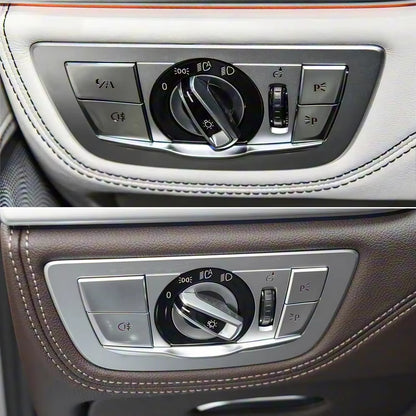 Car Front Dash HeadLamp Rotary Foglight Button Headlight Switch Cover Panel For BMW 7 Series G11 G12 2016-2022