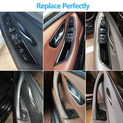 LHD RHD Interior Door Carbon Fiber Pull Handle Window Switch Panel Set for BMW 5 Series F10 F11 F18 520i 523i 525i 528i 535i