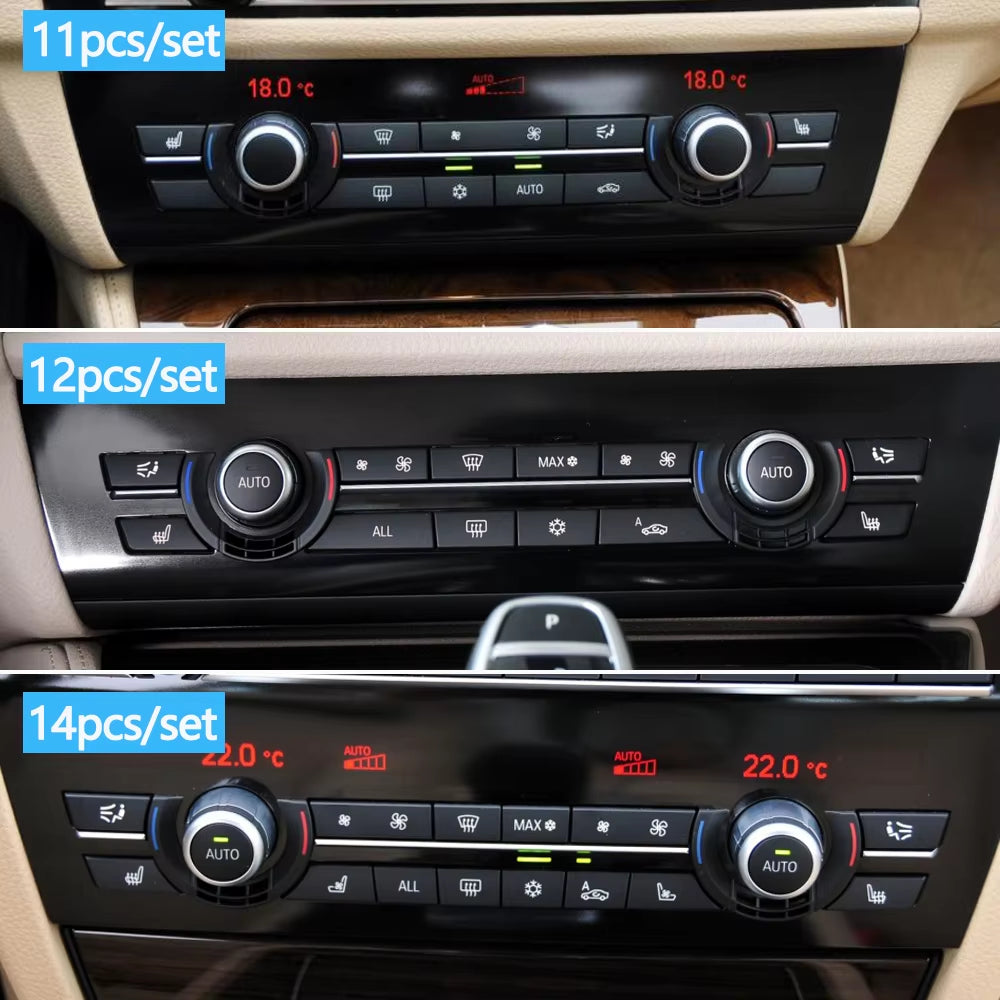 Silver Black Console Dashboard Air Condition AC Control Switch Button Cover For BMW 5 6 7 Series F10 F18 F06 F12 F01 F02 520 523
