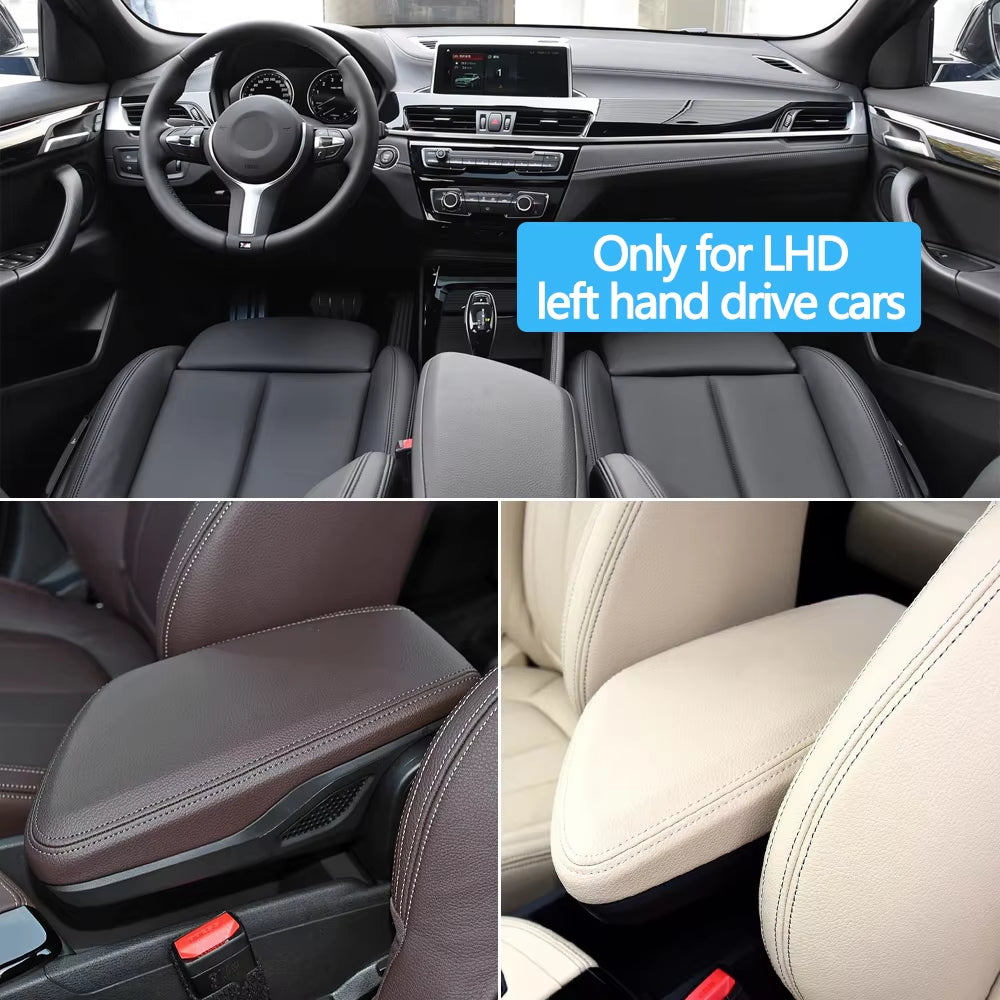 LHD Car Central Console Storage Box Armrest Case Leather Cover For BMW X1 X2 2 Series F48 F49 F39 F45 F46 2016-2022