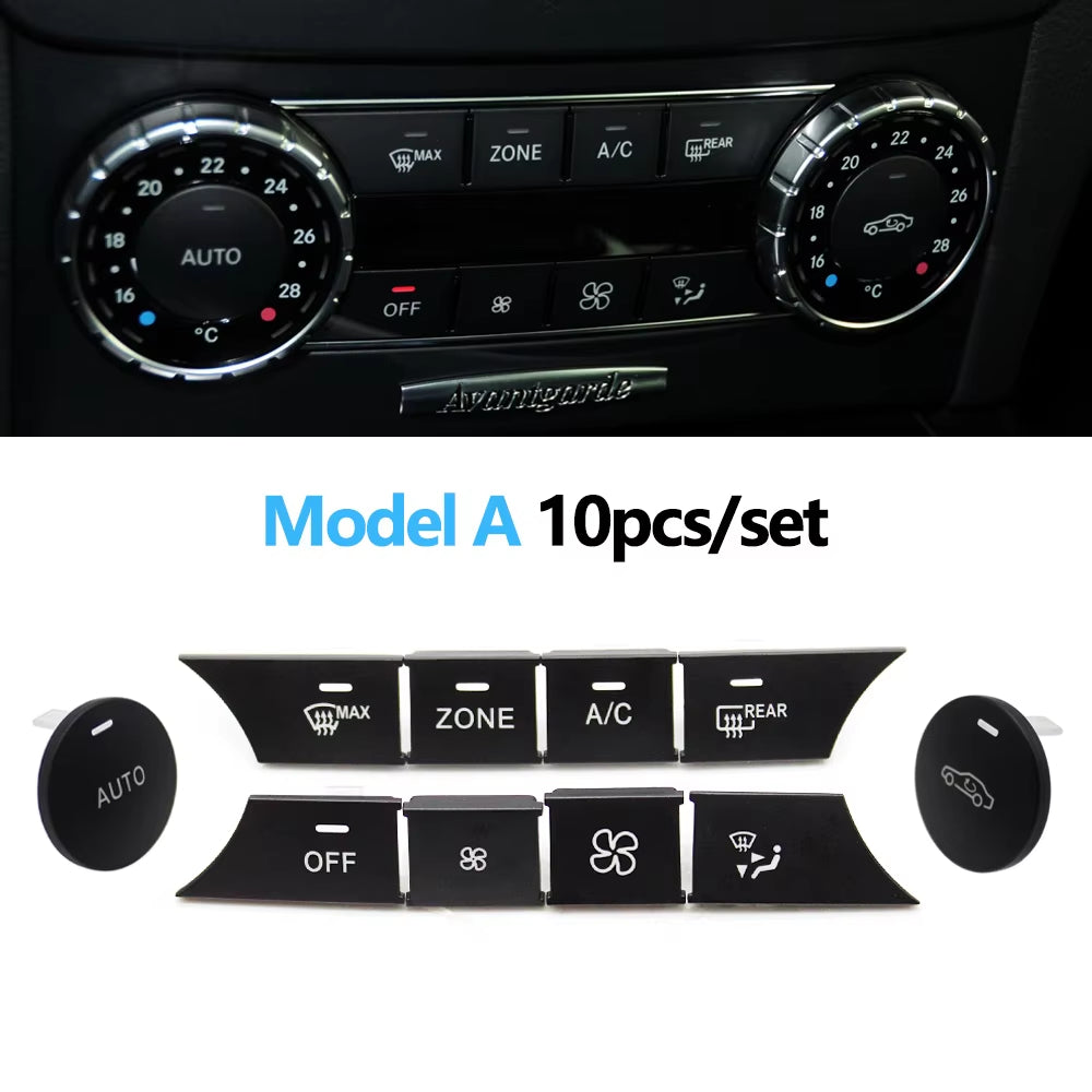 Front Console AC Heater Climate Control Switch Button Covers Replacement For Mercedes BENZ C GLK Class W204 X204 C300 C350 C63
