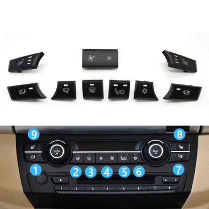 8/9PCS Car Air Conditioning AC Button Multimedia CD Player Switch Digital Control Buttons For BMW X5 X6 E70 E71 E72 2007-2013
