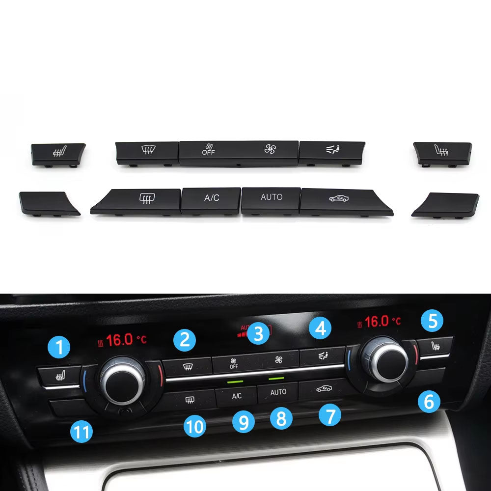 11/12/14pcs Dashboard Air Conditioner AC Button Heater Switch Cover For BMW 5 6 7 Series X5 X6 F10 F18 F06 F12 F01 F02 F15 F16
