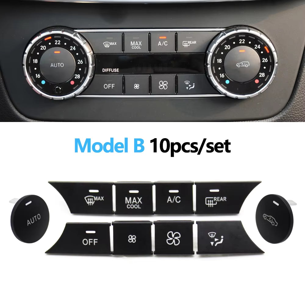 Front Console AC Heater Climate Control Switch Button Covers Replacement For Mercedes BENZ C GLK Class W204 X204 C300 C350 C63