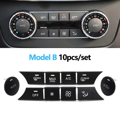 Front Console AC Heater Climate Control Switch Button Covers Replacement For Mercedes BENZ C GLK Class W204 X204 C300 C350 C63