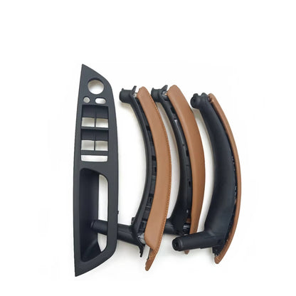 7PCS Set LHD RHD Interior Door Window Switch Panel Pull Handle With Leather Cover For BMW X5 X6 E70 E71 2007-2014