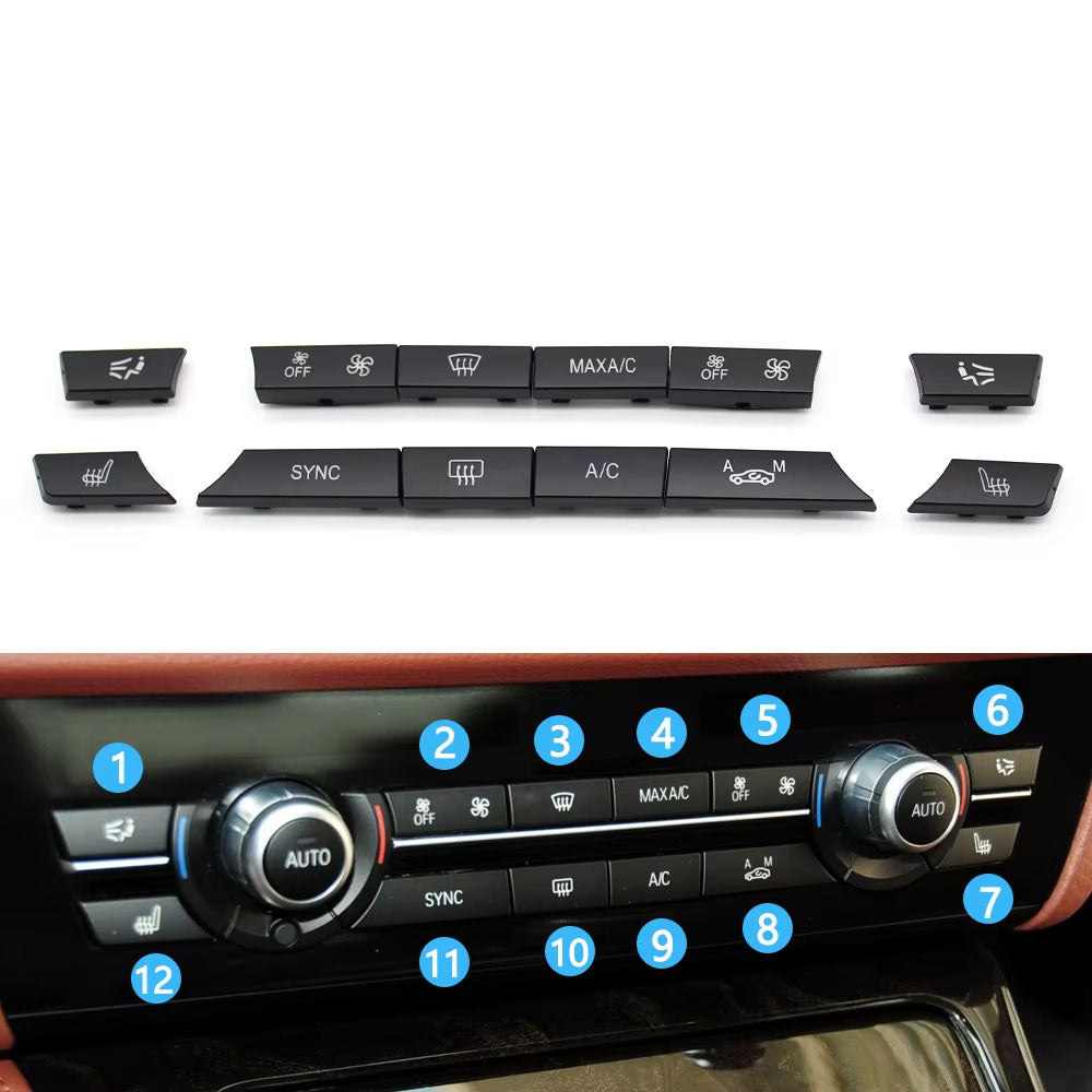 11/12/14pcs Dashboard Air Conditioner AC Button Heater Switch Cover For BMW 5 6 7 Series X5 X6 F10 F18 F06 F12 F01 F02 F15 F16