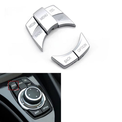 Silvery Car CIC IDrive Multi-Media Knob Menu Button Cover For BMW 1 3 5 X1 X5 X6 Series E87 E90 E91 E92 E60 E84 E70 E71 E72