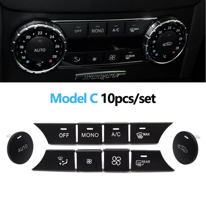 Front Console AC Heater Climate Control Switch Button Covers Replacement For Mercedes BENZ C GLK Class W204 X204 C300 C350 C63