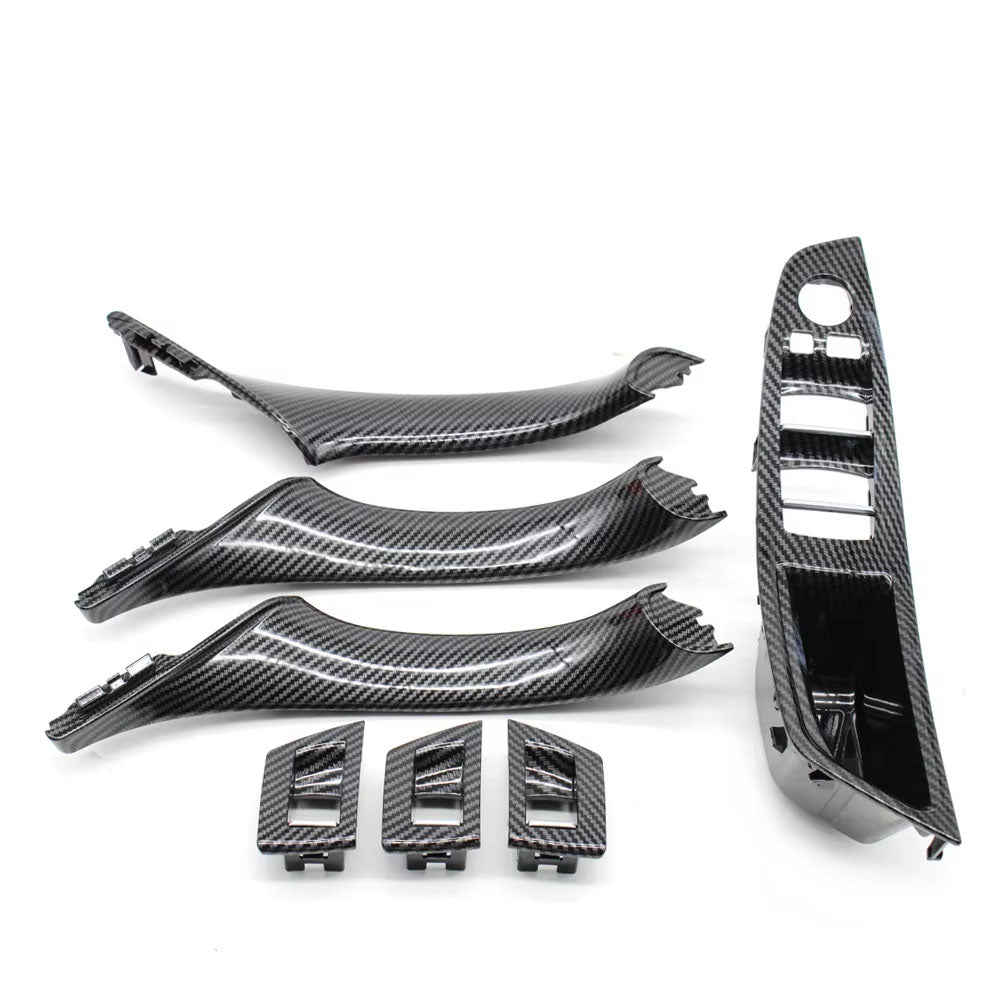 LHD RHD Interior Door Carbon Fiber Pull Handle Window Switch Panel Set for BMW 5 Series F10 F11 F18 520i 523i 525i 528i 535i