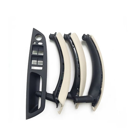 7PCS Set LHD RHD Interior Door Window Switch Panel Pull Handle With Leather Cover For BMW X5 X6 E70 E71 2007-2014