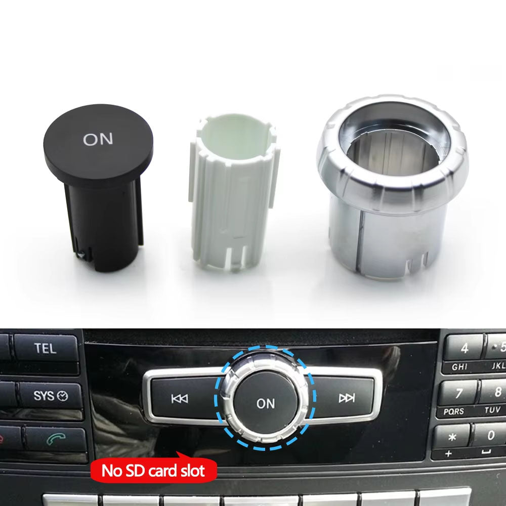 3PCS Car Console Radio CD Player Buttons ON Switch Cap Knob Cover For Benz A C E GLK GLA ML GL CLS W176 W246 W156 W204 W166 W218