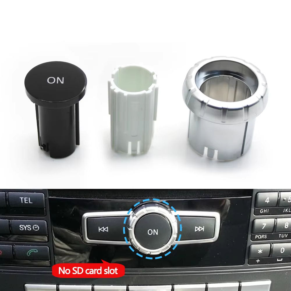 3PCS Car Console Radio CD Player Buttons ON Switch Cap Knob Cover For Benz A C E GLK GLA ML GL CLS W176 W246 W156 W204 W166 W218