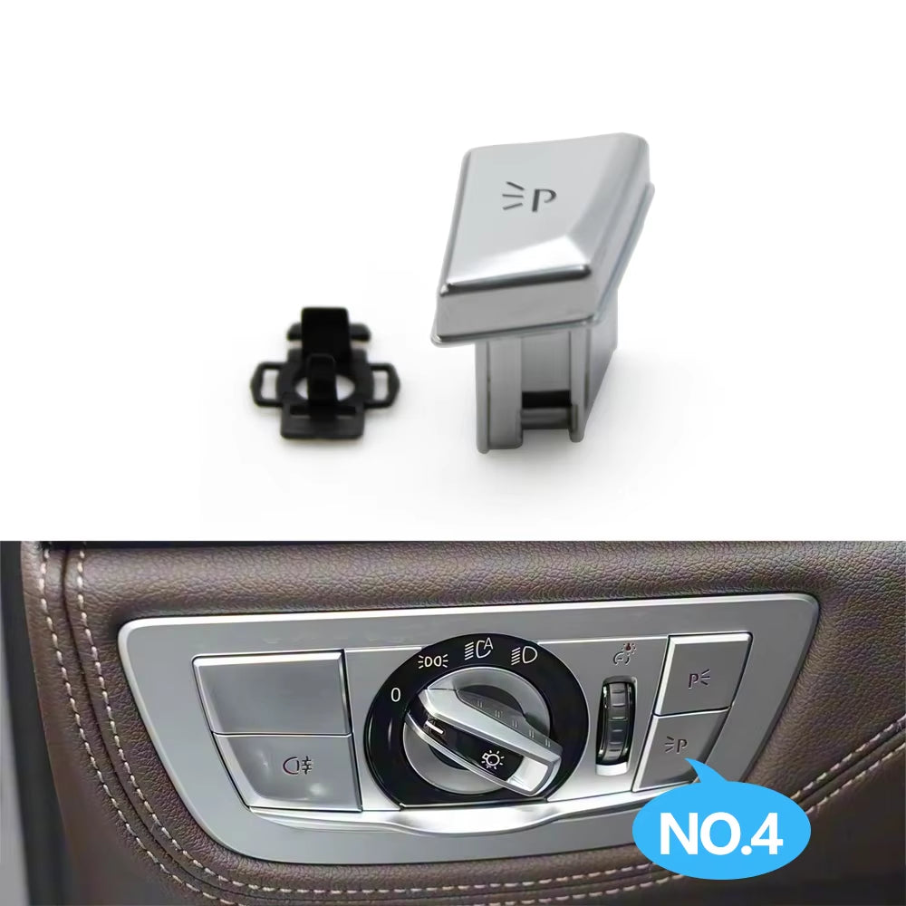 Car Front Dash HeadLamp Rotary Foglight Button Headlight Switch Cover Panel For BMW 7 Series G11 G12 2016-2022