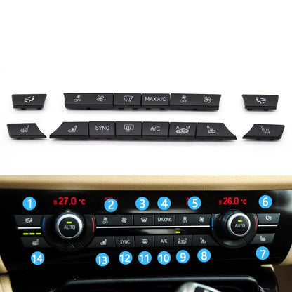 11/12/14pcs Dashboard Air Conditioner AC Button Heater Switch Cover For BMW 5 6 7 Series X5 X6 F10 F18 F06 F12 F01 F02 F15 F16